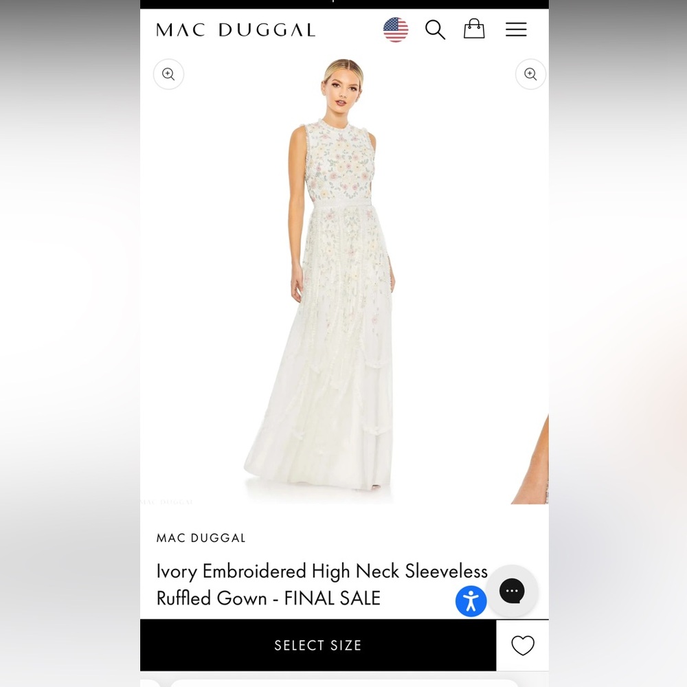 Mac Duggal Ivory Sleeveless Embroidered Maxi Dress